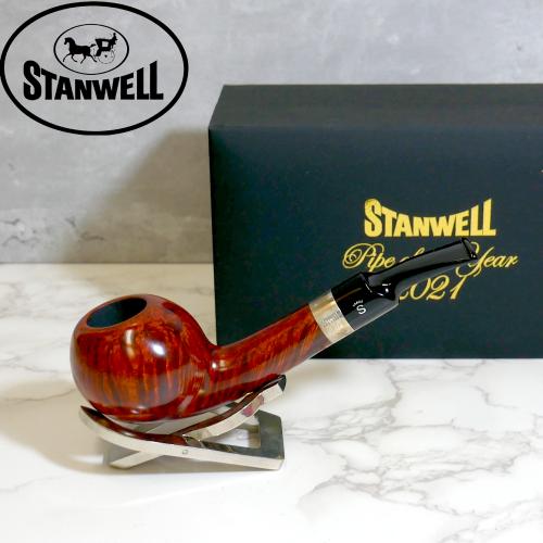 Stanwell Pipe Of The Year 2021 Light Brown Polished 9 Silver Mounted Fishtail Pipe (ST217) - END OF LINE