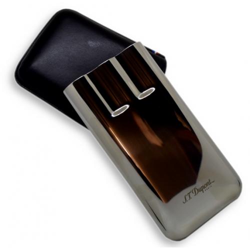 ST Dupont Leather Triple Cigar Case Metal Base - Black