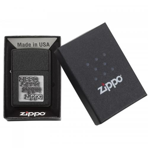 Zippo - Black Crackle Silver Zippo logo - Windproof Lighter