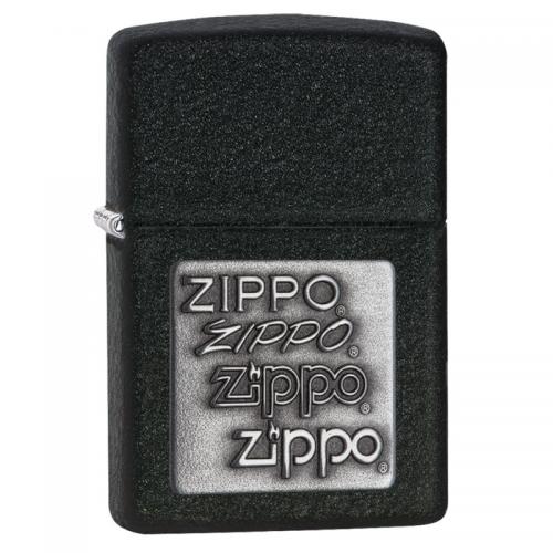 Zippo - Black Crackle Silver Zippo logo - Windproof Lighter