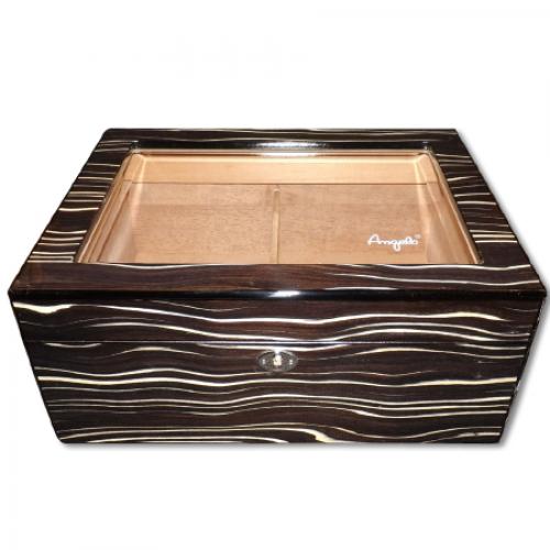 Angelo Glass Top Stripe Humidor - 50 Cigars Capacity