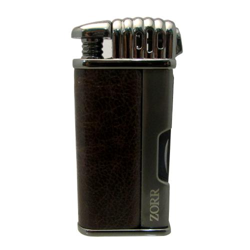 Zorr Pipe Lighter with Pipe Tool Brown Leather and Gunmetal