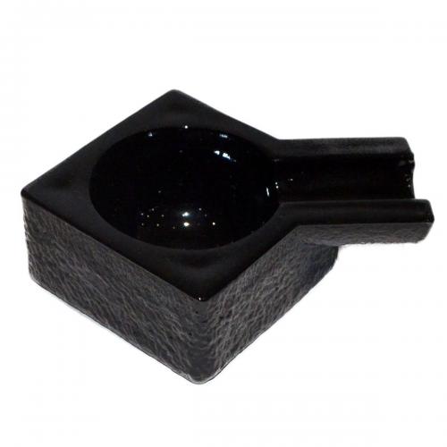 Square With Single Rest Cigar Ashtray - Black