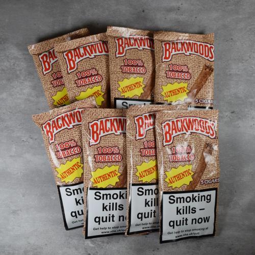Backwoods Authentic (Light Brown) Cigars - 8 Packs of 5 (40) Bundle Deal