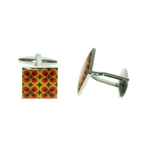 Retro Red, Yellow and Brown Pattern Pattern Cufflinks