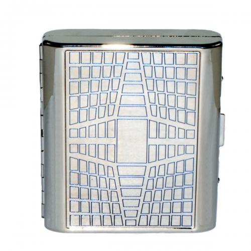 Double Sided Cigarette Case - Square and Blue Line Pattern