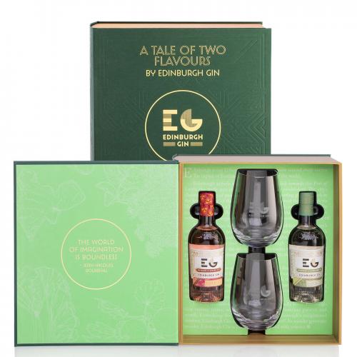Edinburgh Gin A Tale Of Two Flavours 2x20cl & Glasses Pack
