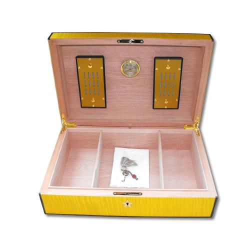 Elie Bleu Humidor - Che - Gold Yellow Sycamore  - 110 Cigar Capacity