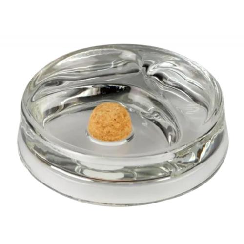 Clear Glass Round Pipe Ashtray With 2 Pipe Rests & Cork Knocker