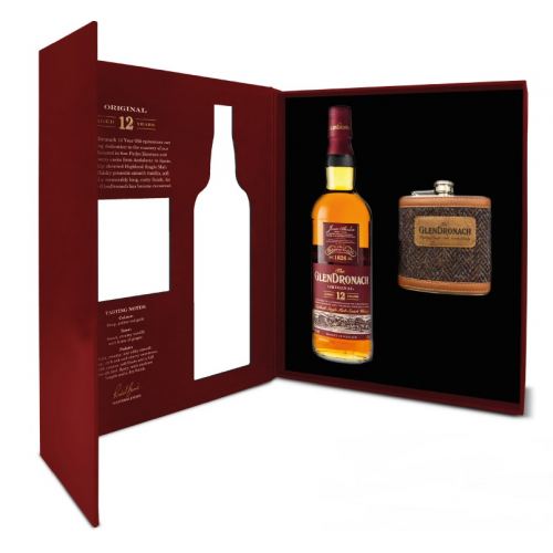 Glendronach 12 Year Old & Hip Flask Set - 70cl 43%