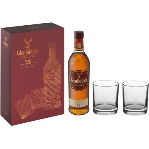 Glenfiddich 15 year old Glass Pack - 40% 70cl