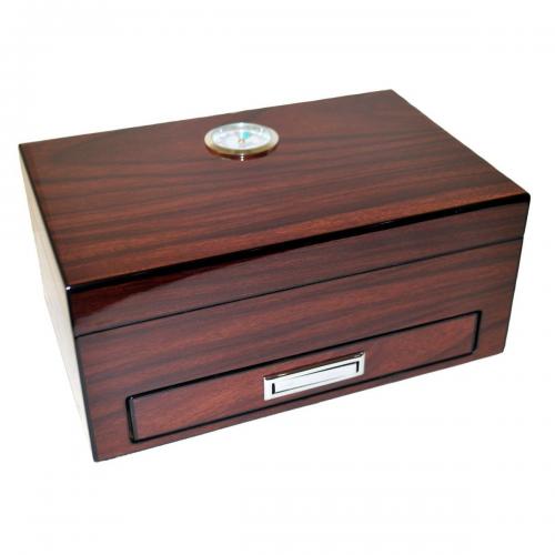 Angelo High Lacquered Striped Humidor with Accessories Beginners Set