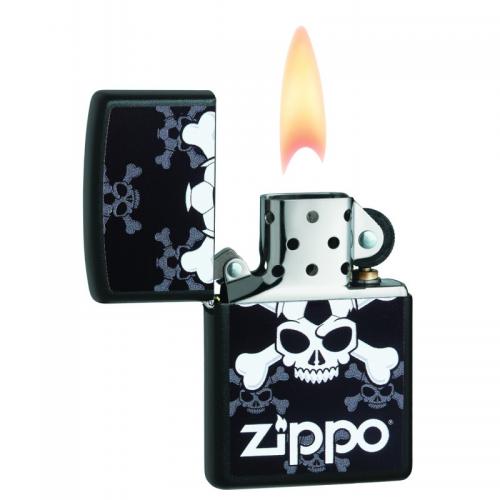 Zippo - Black Matte Jolly Roger Soccer - Windproof Lighter