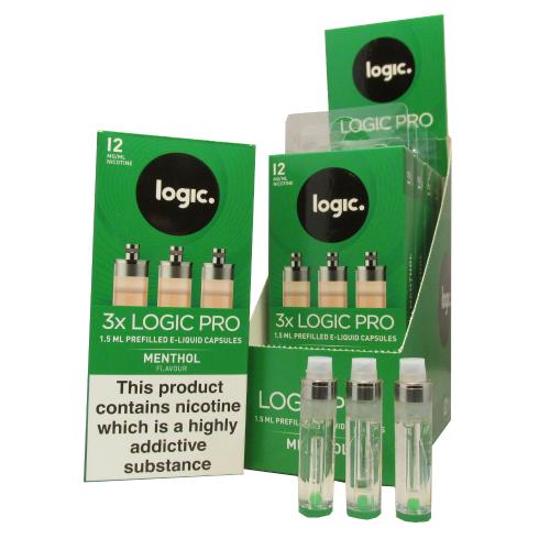 Logic Pro Capsules - Menthol Vape Liquid- Pack of 3 - 12mg 