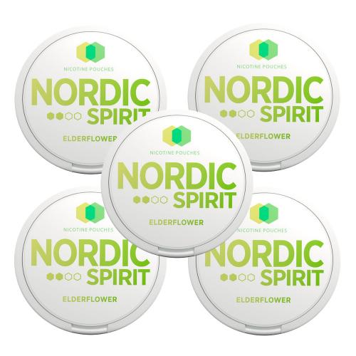 Nordic Spirit Tobacco Free 6mg Nicotine Pouches - Elderflower - 5 Tins