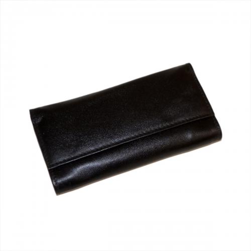 Dr Plumbs Double Roll Up Black Leather Pipe Tobacco Pouch with Magnetic Clasp
