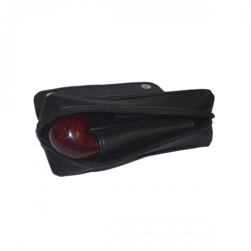 Black Leatherette Pipe Combination Rubber Lined Pouch