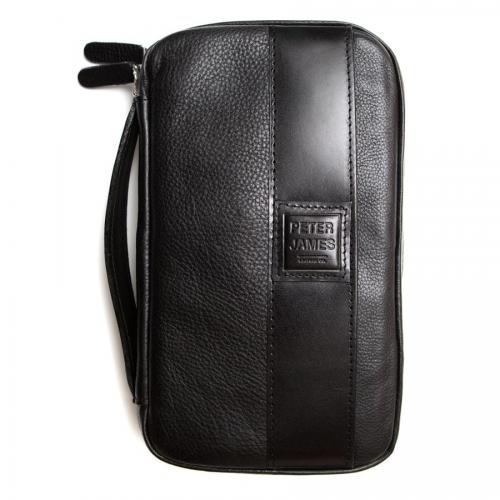 Peter James Cigar Aficionado Handmade Leather Travel Case - Black & Brown