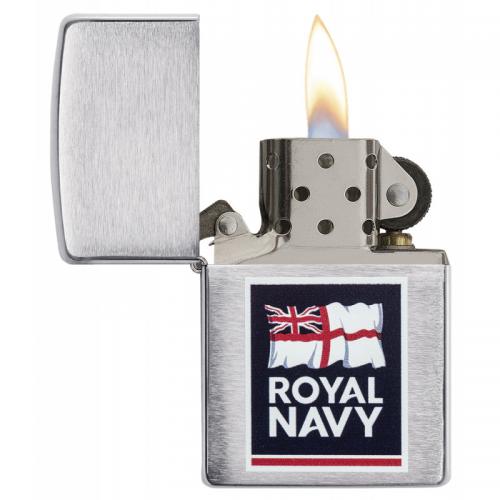 Zippo - Brushed Chrome Royal Navy Logo - Windproof Lighter