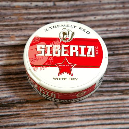 Discounted - Siberia -80 Degrees White Dry Portion Red Chewing Tobacco Bag - 1 Tin