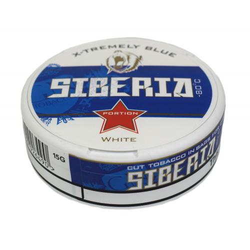 Discounted - Siberia -80 Degrees White Portion Blue Chewing Tobacco Bag - 1 Tin