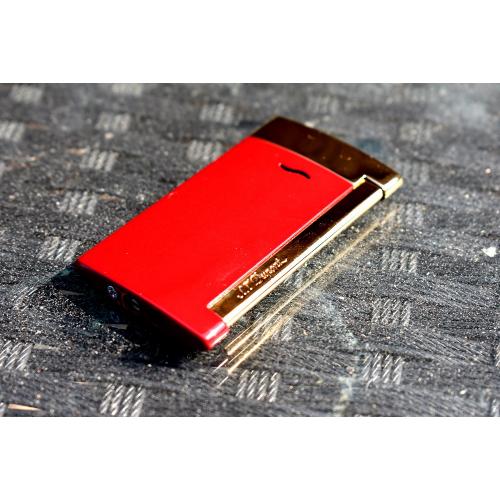 ST Dupont Slim 7 - Flat Flame Torch Lighter - Red and Gold