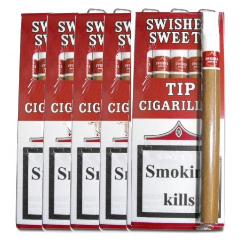 Swisher Cigarillos - TIPPED - 5 x 5 packs (25 cigars)