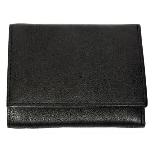 Black Leather Credit Card Folding Wallet