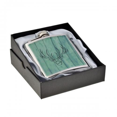 Contemporary Stag Design 6oz Hip Flask