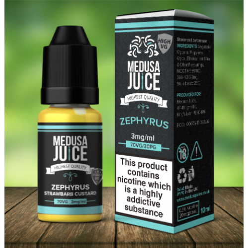 Medusa Juice Strawberry & Rhubarb Custard Vape E-Liquid - 3mg 10ml