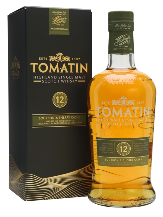 Tomatin 12 Year Old Bourbon & Sherry Cask Finish Whisky - 70cl 43%